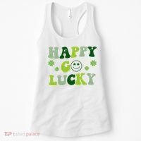 Happy Go Lucky Retro Hippie St Patrick's Day Women's Tank Top thumb 0