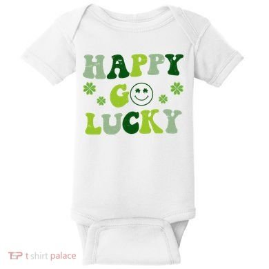 Happy Go Lucky Retro Hippie St Patrick's Day Baby Bodysuit