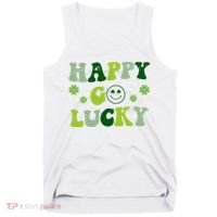 Happy Go Lucky Retro Hippie St Patrick's Day Tank Top thumb 0