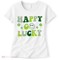 Happy Go Lucky Retro Hippie St Patrick's Day Women's T-Shirt thumb 0