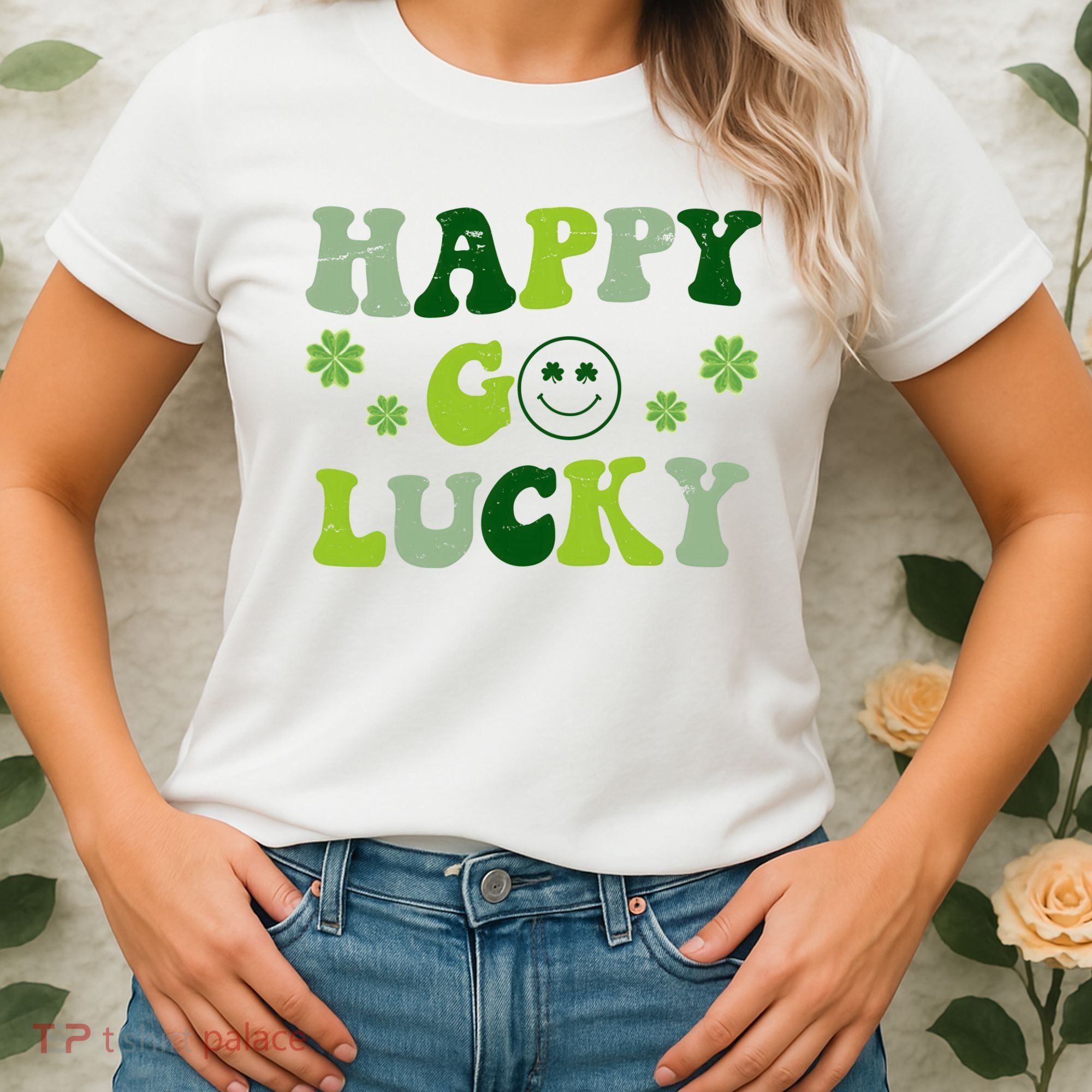 Happy Go Lucky Retro Hippie St Patrick's Day Women's T-Shirt