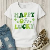 Happy Go Lucky Retro Hippie St Patrick's Day Women's T-Shirt thumb 3
