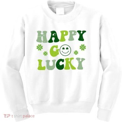 Happy Go Lucky Retro Hippie St Patrick's Day Kids Sweatshirt