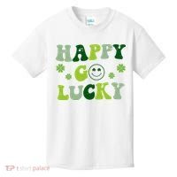 Happy Go Lucky Retro Hippie St Patrick's Day Kids T-Shirt thumb 0