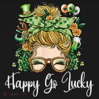 Happy Go Lucky Women Shamrock Messy Bun St. Patrick's Day Sweatshirt thumb 3