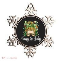 Happy Go Lucky Women Shamrock Messy Bun St. Patrick's Day Ornament thumb 0