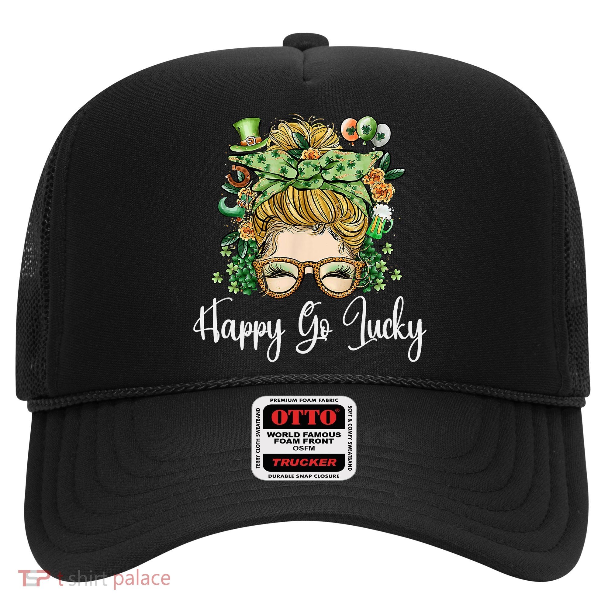 Happy Go Lucky Women Shamrock Messy Bun St. Patrick's Day Hat