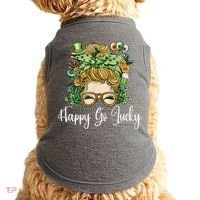 Happy Go Lucky Women Shamrock Messy Bun St. Patrick's Day Doggie Tank thumb 0