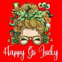 Happy Go Lucky Women Shamrock Messy Bun St. Patrick's Day Santa Hat thumb 1