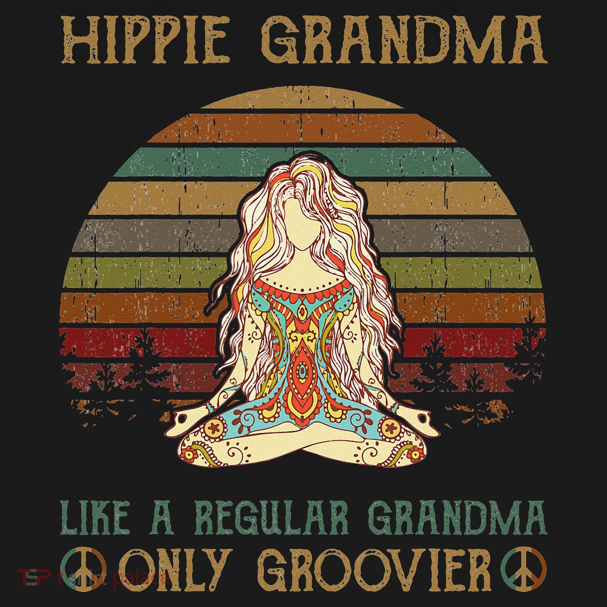 Hippie Grandma Like A Regular Grandma Vintage T-Shirt