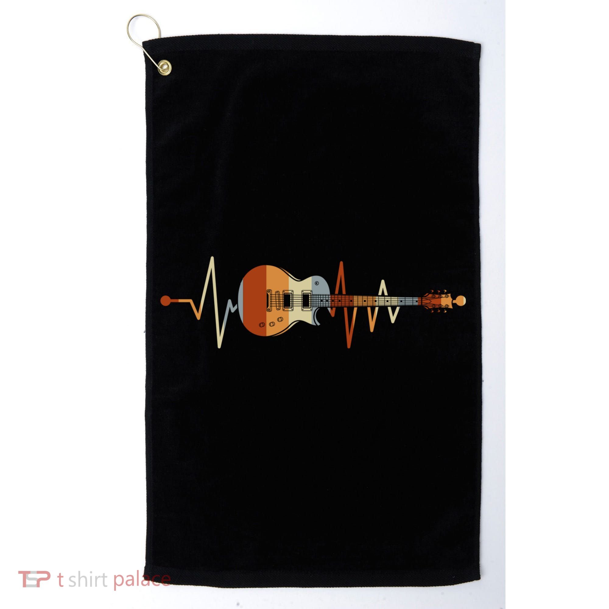 Heartbeat Guitar Meaningful Gift Golf Towel