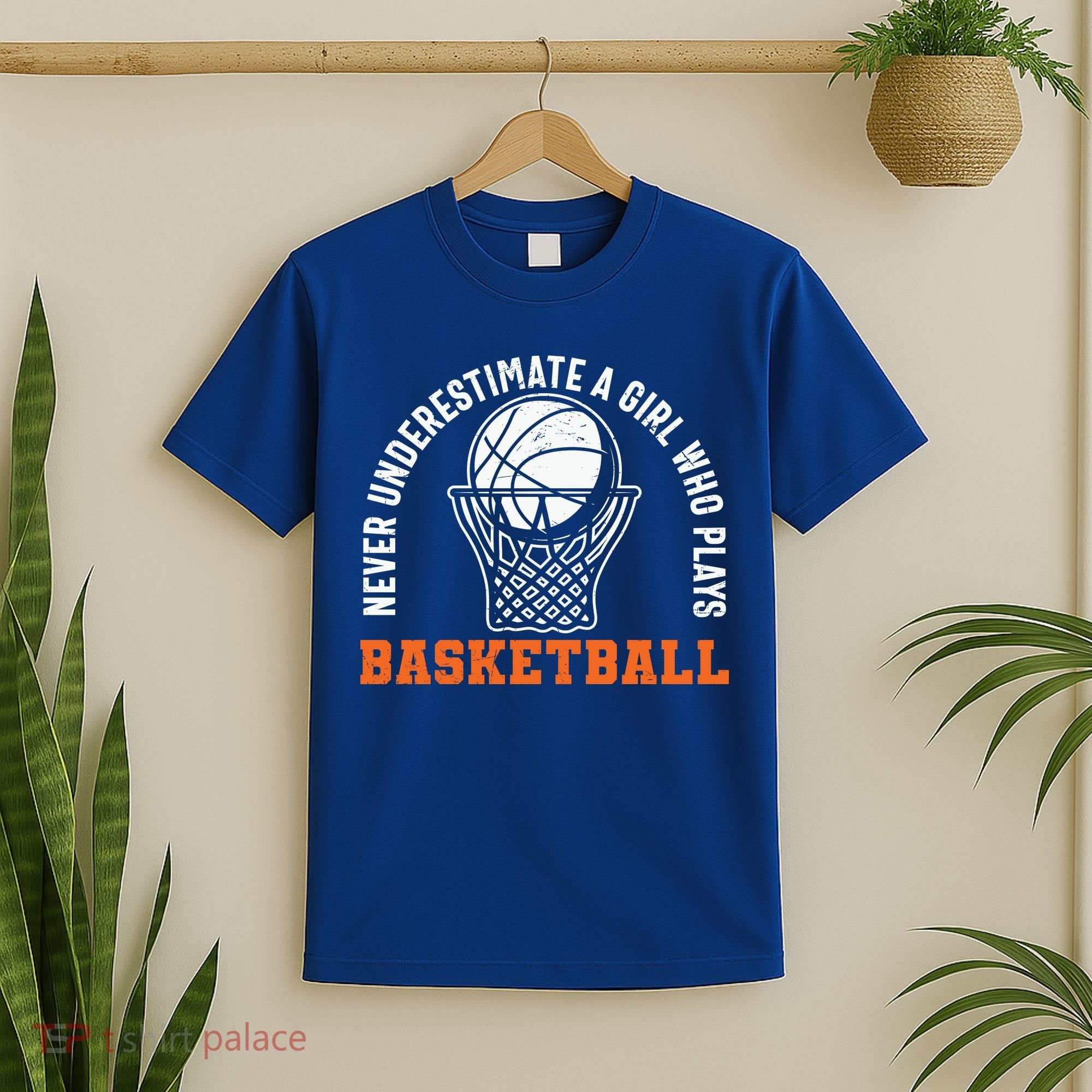 Hoops Girls Never Underestimate A Girl Who Plays Basketball T-Shirt
