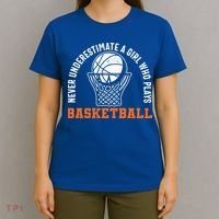 Hoops Girls Never Underestimate A Girl Who Plays Basketball T-Shirt thumb 4