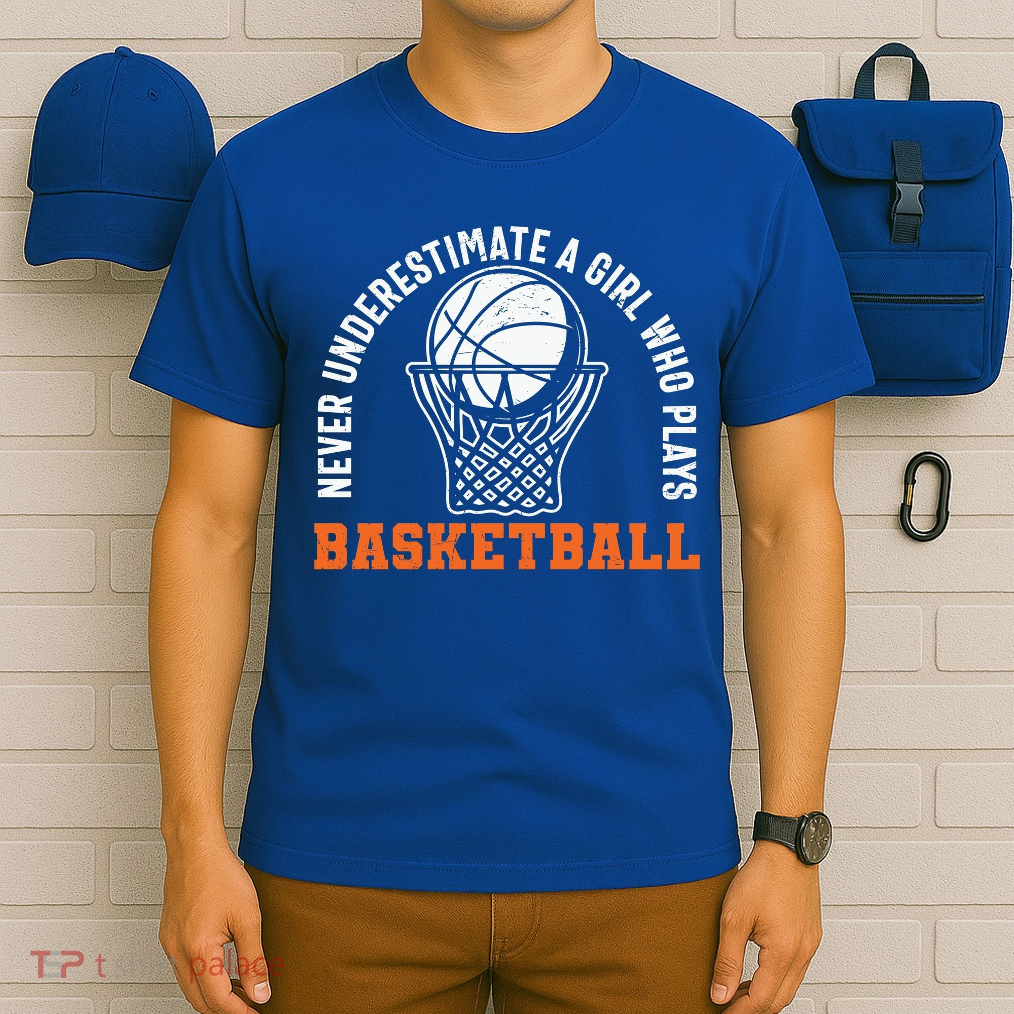 Hoops Girls Never Underestimate A Girl Who Plays Basketball T-Shirt