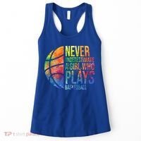 Hoops Girls Never Underestimate A Girl Who Plays Basketball Gift Women's Tank Top thumb 0