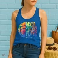 Hoops Girls Never Underestimate A Girl Who Plays Basketball Gift Women's Tank Top thumb 2