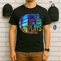 Hoops Girls Never Underestimate A Girl Who Plays Basketball. T-Shirt thumb 6