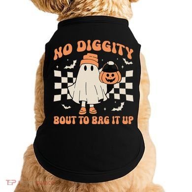 Halloween Ghost No Diggity Bout To Bag It Up Doggie Tank