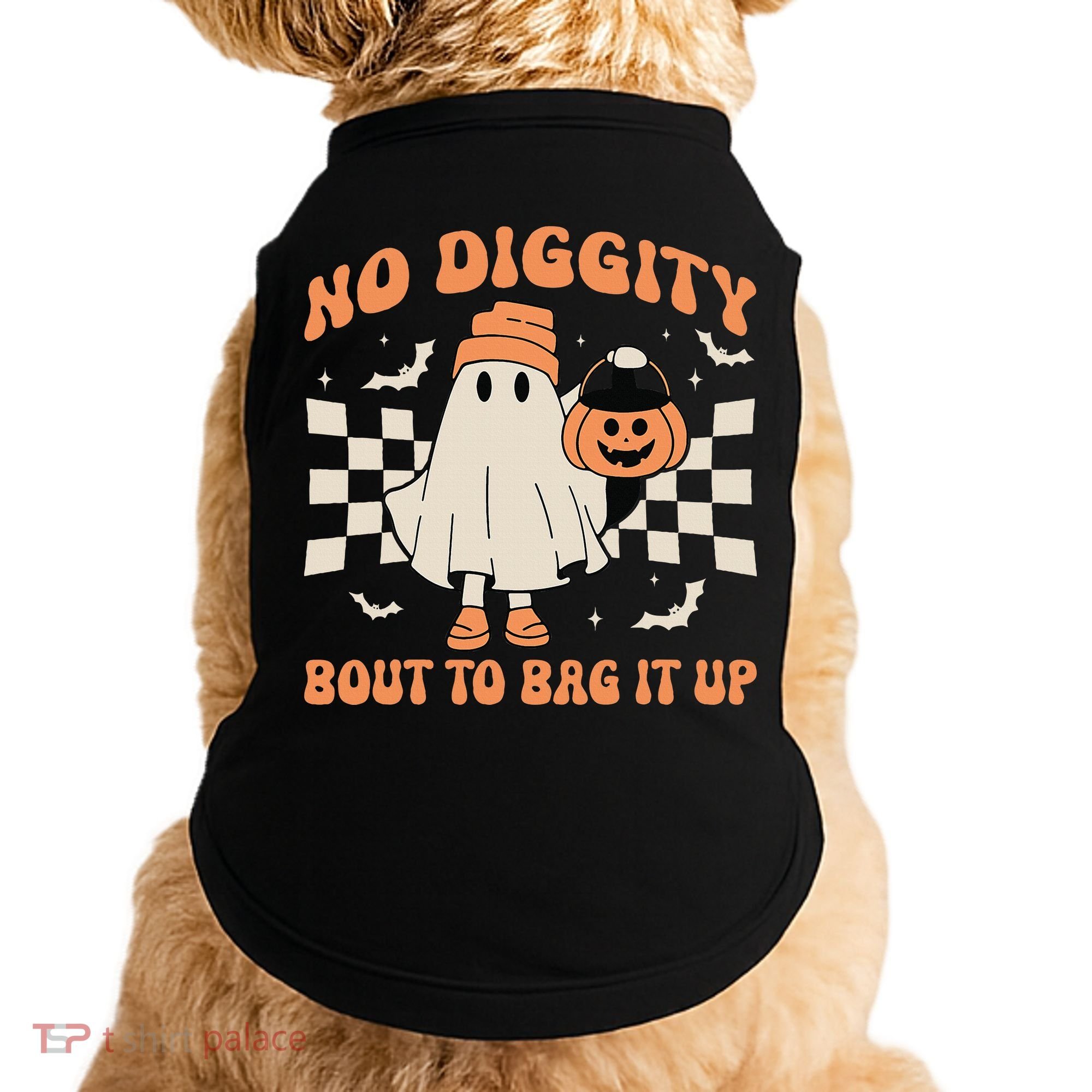 Halloween Ghost No Diggity Bout To Bag It Up Doggie Tank