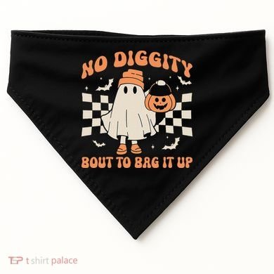 Halloween Ghost No Diggity Bout To Bag It Up USA-Made Doggie Bandana
