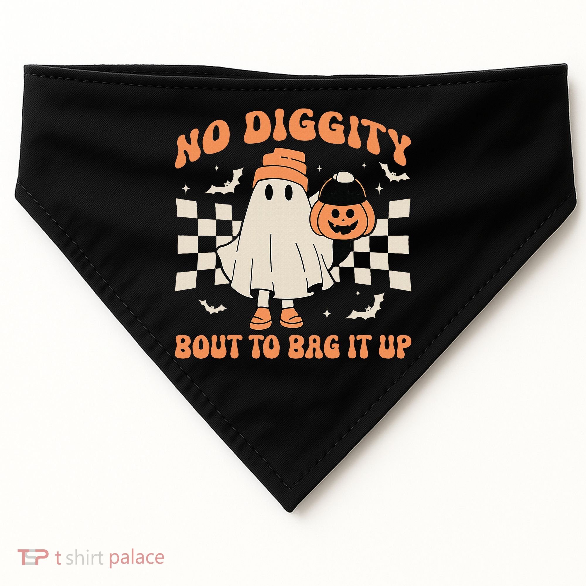 Halloween Ghost No Diggity Bout To Bag It Up USA-Made Doggie Bandana