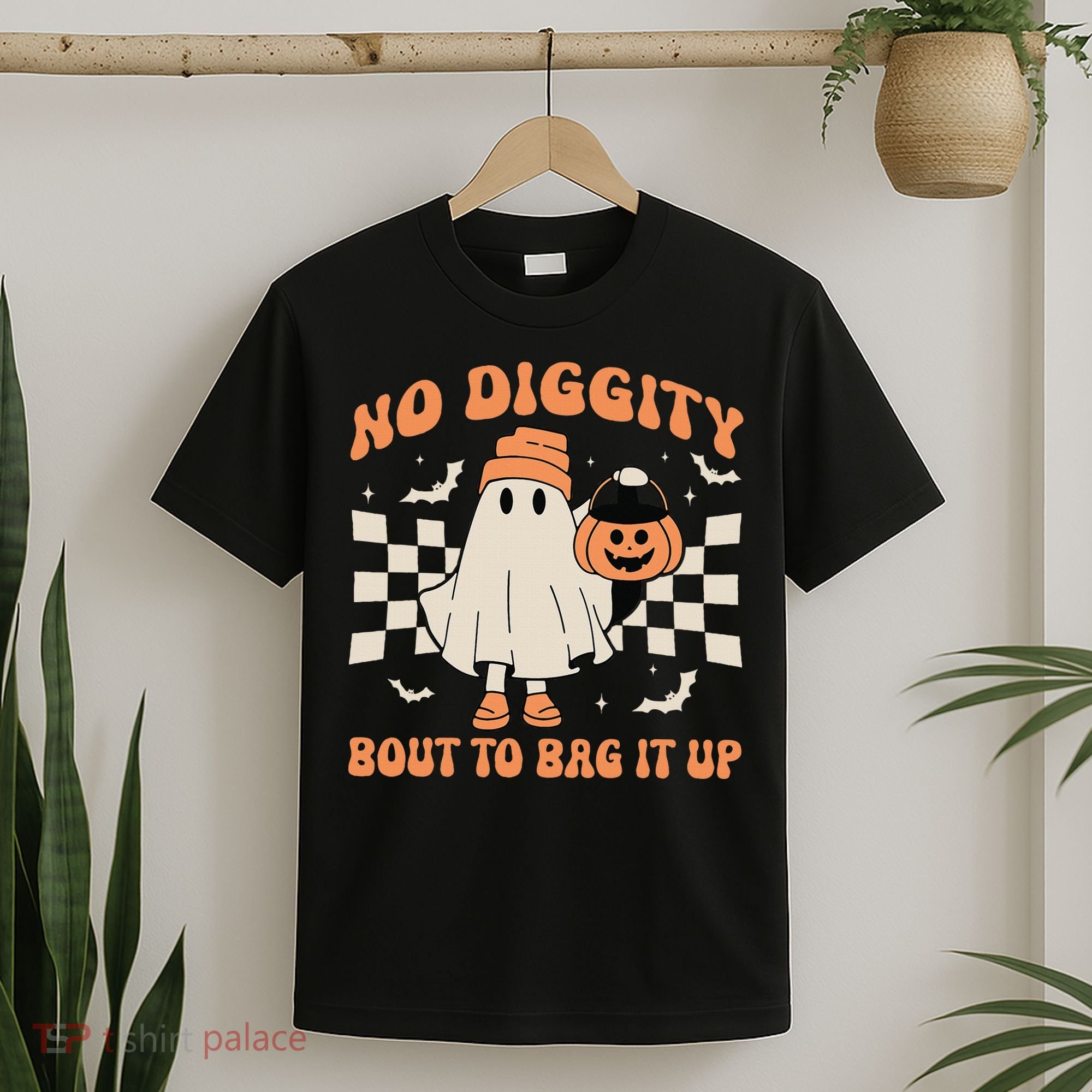 Halloween Ghost No Diggity Bout To Bag It Up T-Shirt