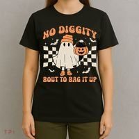 Halloween Ghost No Diggity Bout To Bag It Up T-Shirt thumb 4