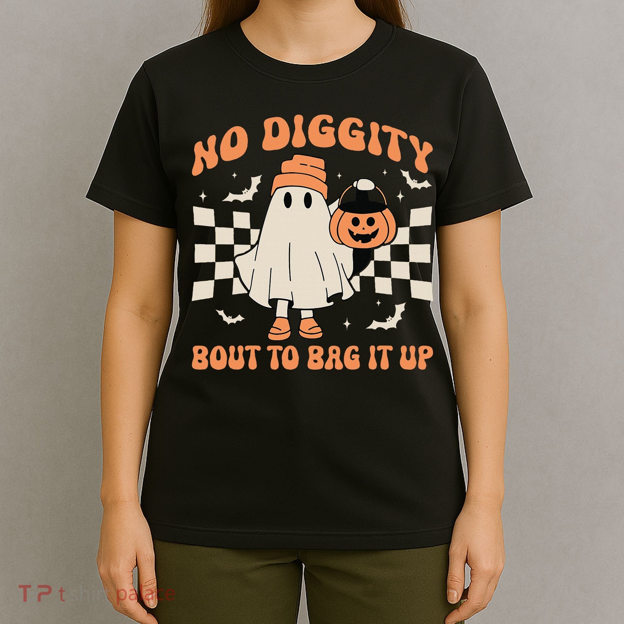 Halloween Ghost No Diggity Bout To Bag It Up T-Shirt