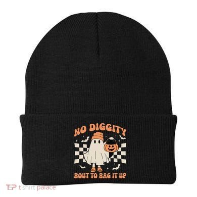 Halloween Ghost No Diggity Bout To Bag It Up Beanie