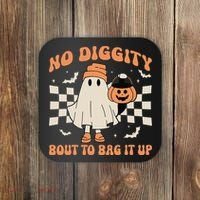 Halloween Ghost No Diggity Bout To Bag It Up Coaster thumb 0