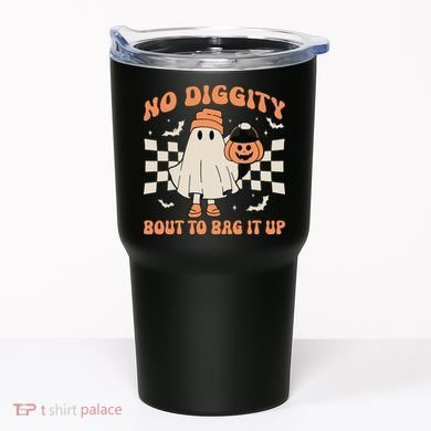 Halloween Ghost No Diggity Bout To Bag It Up Tumbler