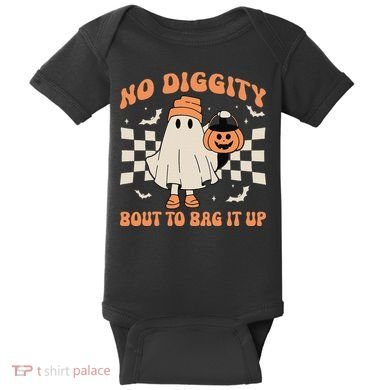 Halloween Ghost No Diggity Bout To Bag It Up Baby Bodysuit