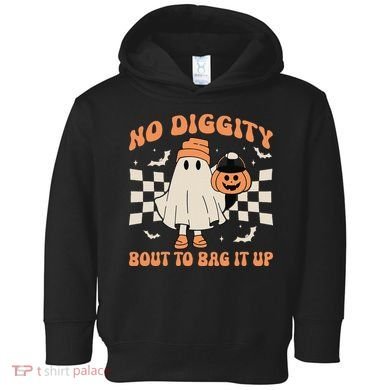 Halloween Ghost No Diggity Bout To Bag It Up Toddler Hoodie