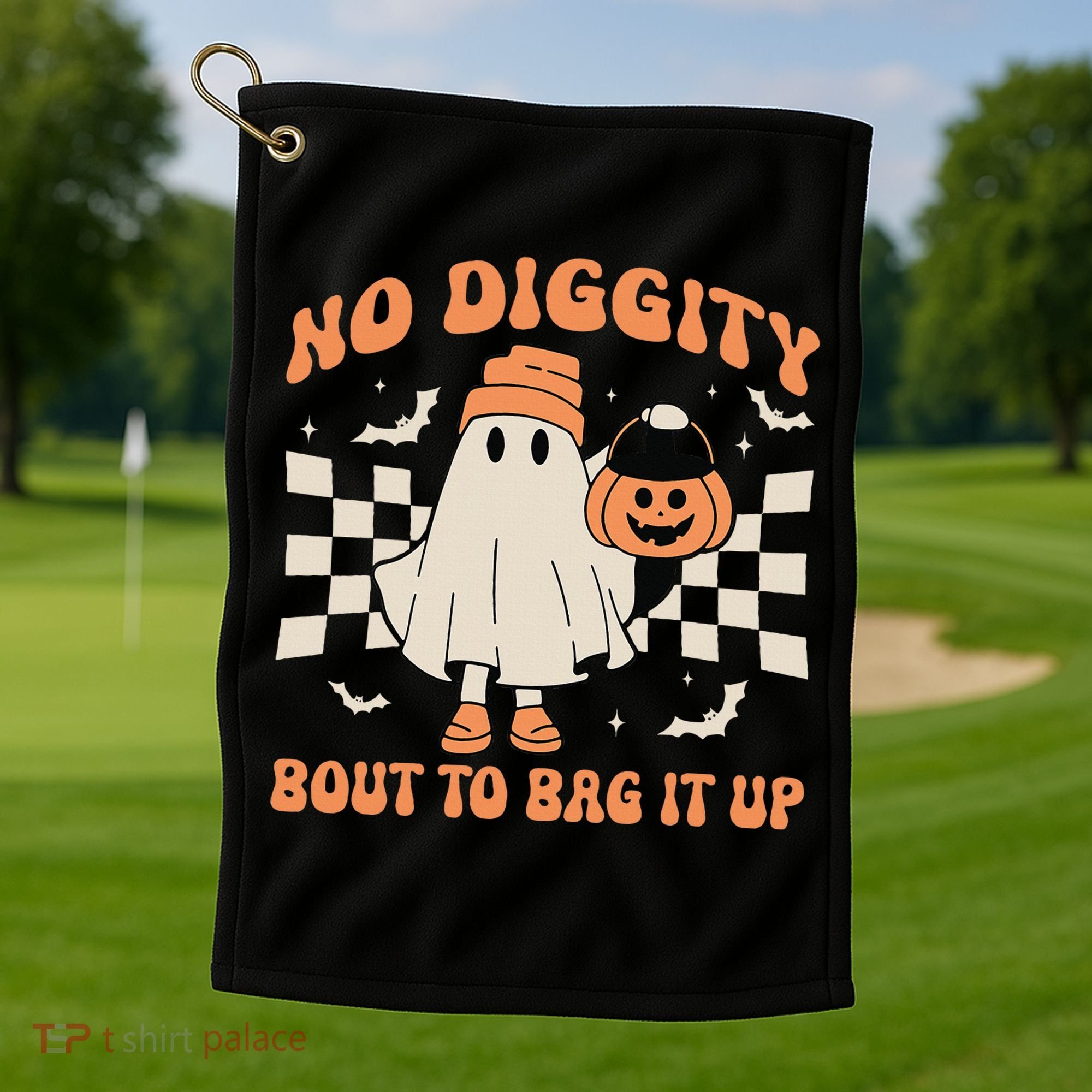 Halloween Ghost No Diggity Bout To Bag It Up Golf Towel