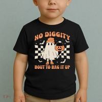 Halloween Ghost No Diggity Bout To Bag It Up Toddler T-Shirt thumb 2