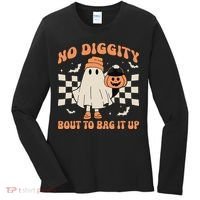 Halloween Ghost No Diggity Bout To Bag It Up Women's Long Sleeve Shirt thumb 0