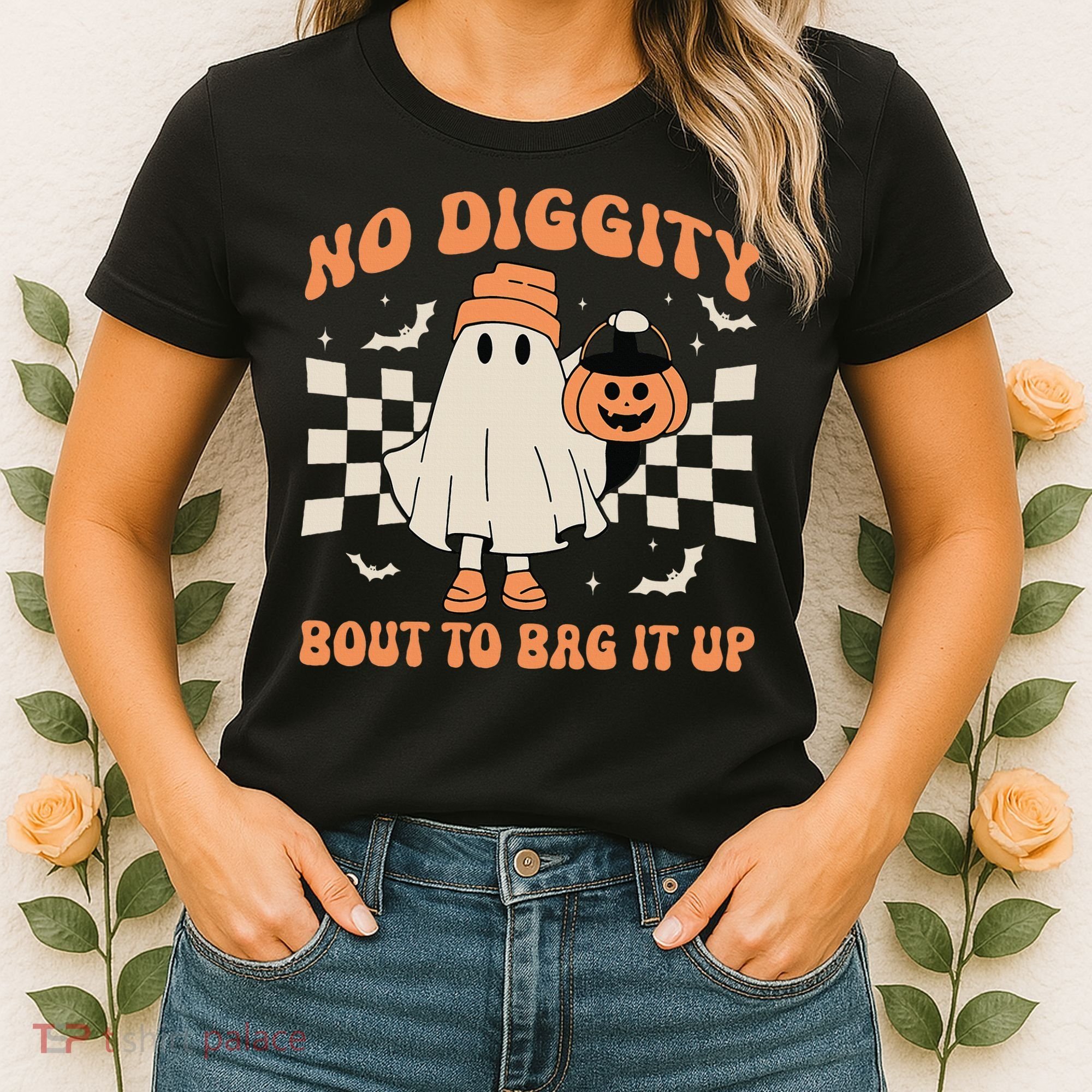 Halloween Ghost No Diggity Bout To Bag It Up Women's T-Shirt