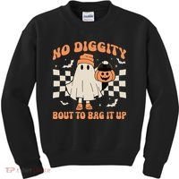 Halloween Ghost No Diggity Bout To Bag It Up Kids Sweatshirt thumb 0