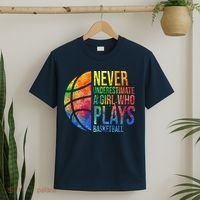 Hoops Girl Never Underestimate A Girl Who Plays Basketball T-Shirt thumb 2