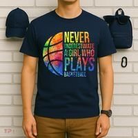 Hoops Girl Never Underestimate A Girl Who Plays Basketball T-Shirt thumb 6