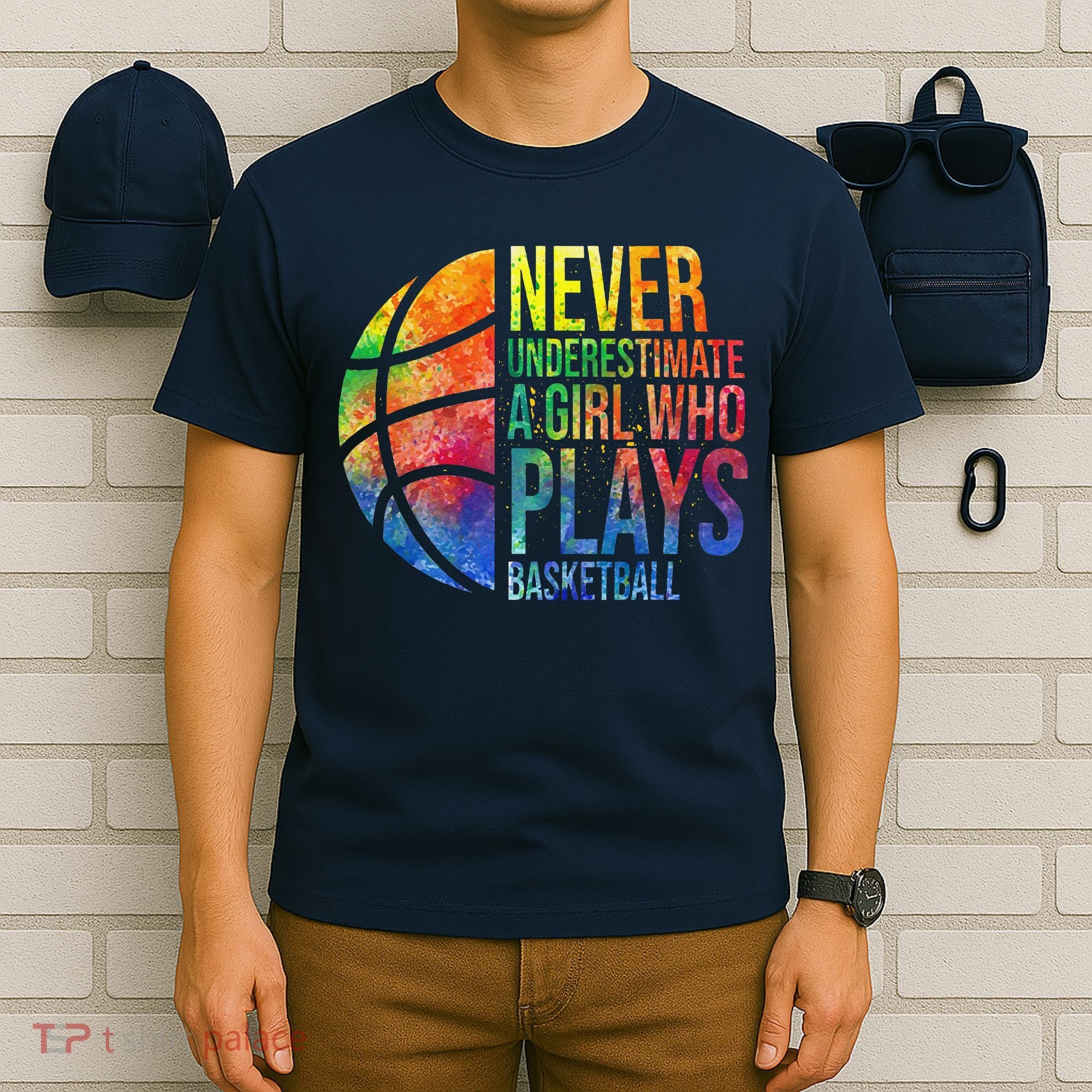 Hoops Girl Never Underestimate A Girl Who Plays Basketball T-Shirt
