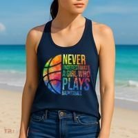 Hoops Girl Never Underestimate A Girl Who Plays Basketball Women's Tank Top thumb 2