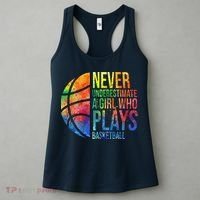 Hoops Girl Never Underestimate A Girl Who Plays Basketball Women's Tank Top thumb 3