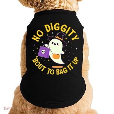 Halloween Ghost No Diggity Bout To Bag It Up Doggie Tank