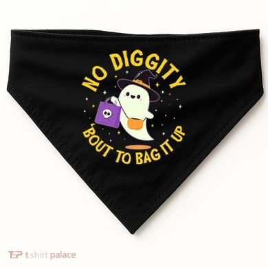 Halloween Ghost No Diggity Bout To Bag It Up USA-Made Doggie Bandana