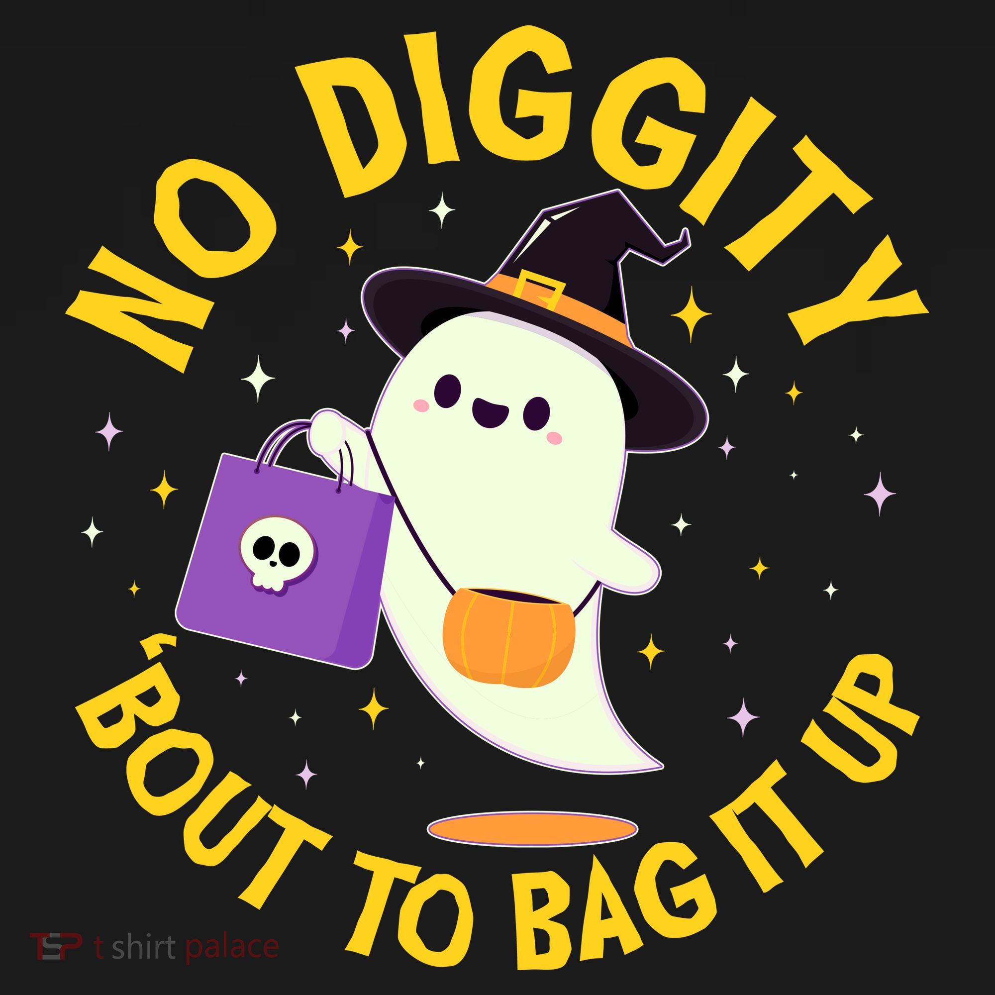 Halloween Ghost No Diggity Bout To Bag It Up Bucket Hat