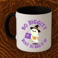 Halloween Ghost No Diggity Bout To Bag It Up Coffee Mug thumb 2
