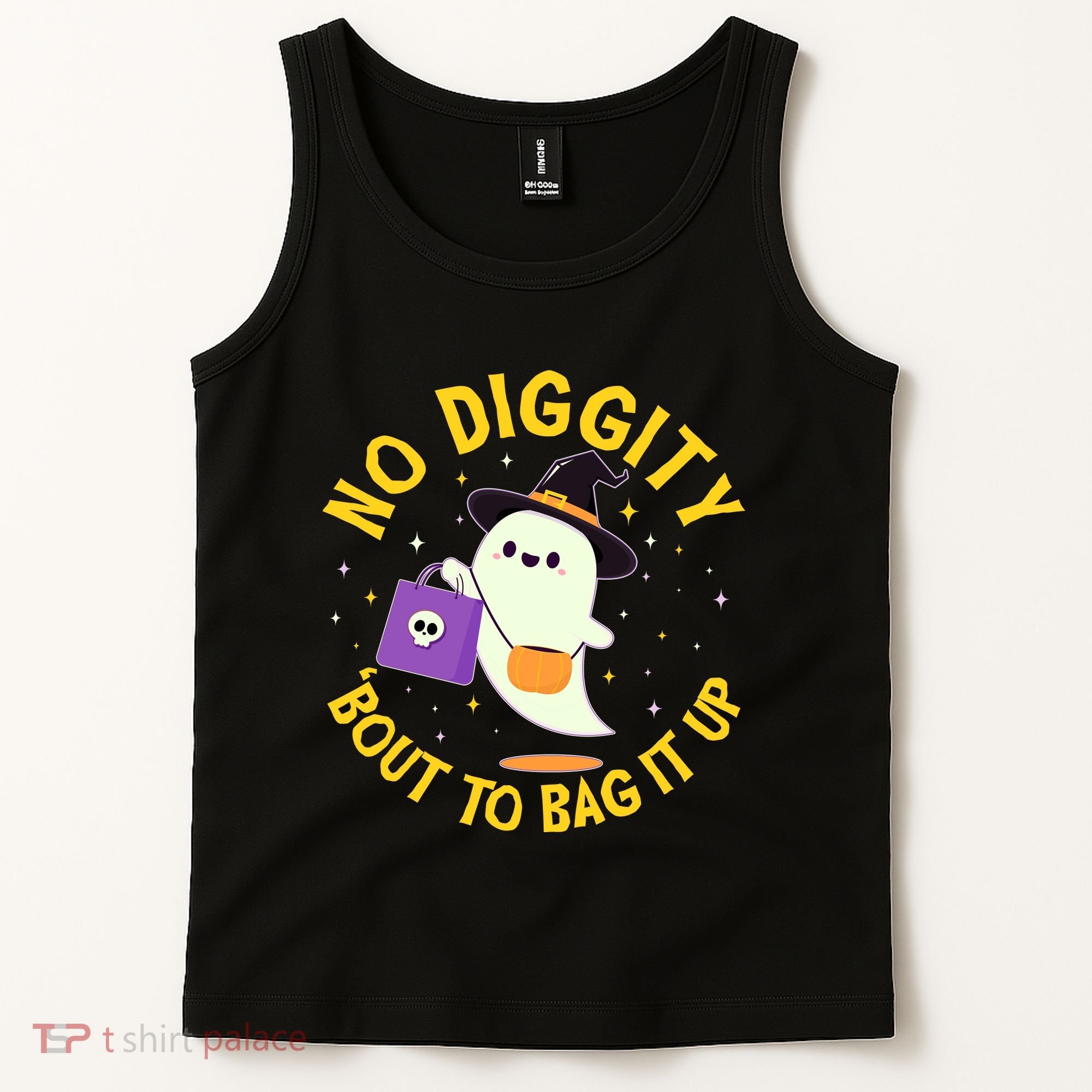 Halloween Ghost No Diggity Bout To Bag It Up Tank Top
