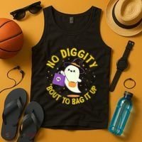 Halloween Ghost No Diggity Bout To Bag It Up Tank Top thumb 4