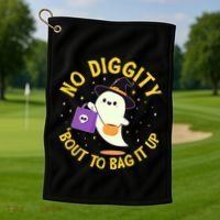 Halloween Ghost No Diggity Bout To Bag It Up Golf Towel thumb 1